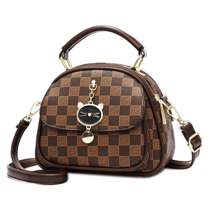 Túi Xách Đeo Vai Hình Tròn Nhỏ In Họa Tiết Độc Đáo Thời Trang Dễ Phối Đồ Cho Nữ