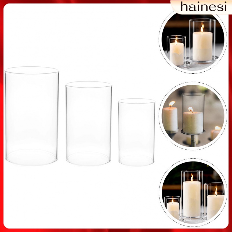 Bộ 3 Giá Đỡ Nến Bằng Thủy Tinh Dùng Trang Trí Nhà Cửa