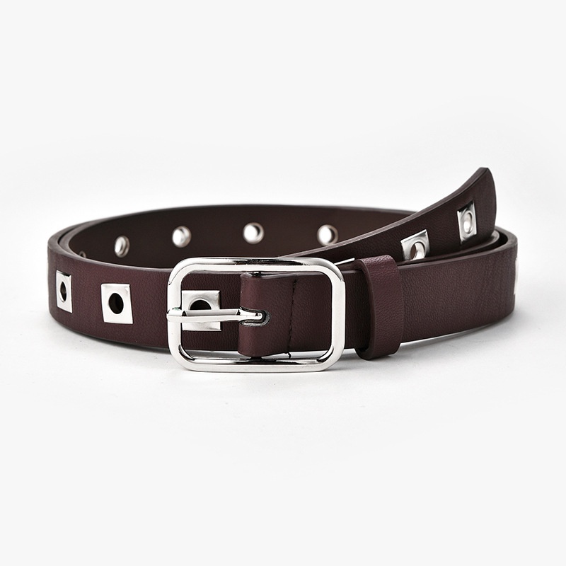 Thắt Lưng Màu Trơn Khóa Vuông Rỗng Phong Cách Punk Thời Trang Cho Nữ