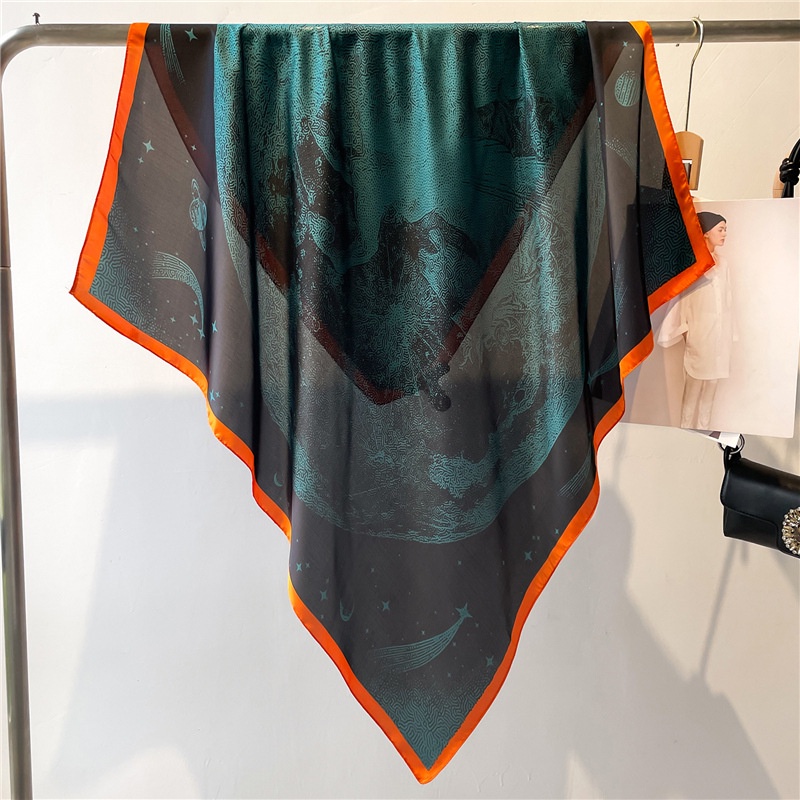 Khăn Choàng Cổ Hình Vuông 90 * 90CM Chất Lụa In Họa Tiết Thời Trang Thu Đông Cho Nữ