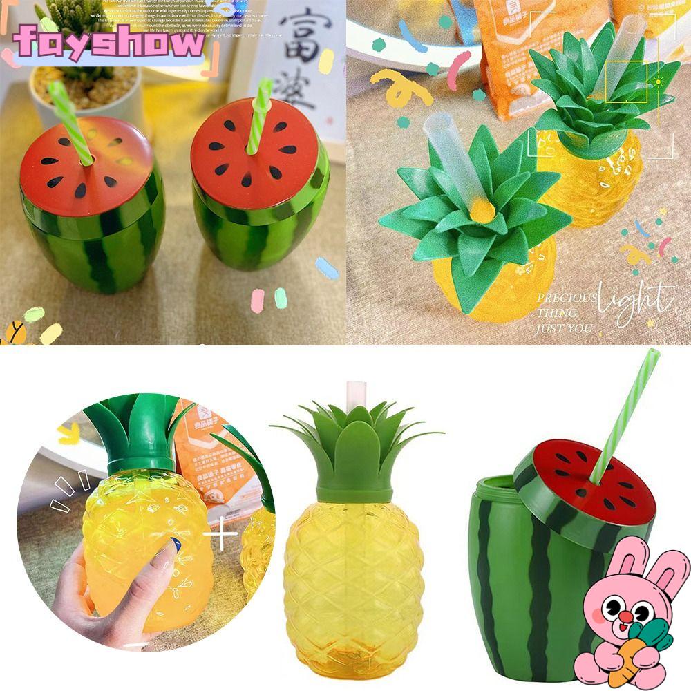 Bình Nước Bằng Nhựa Cấp Thực Phẩm Kèm Ống Hút Họa Tiết Hoạt Hình Sáng Tạo