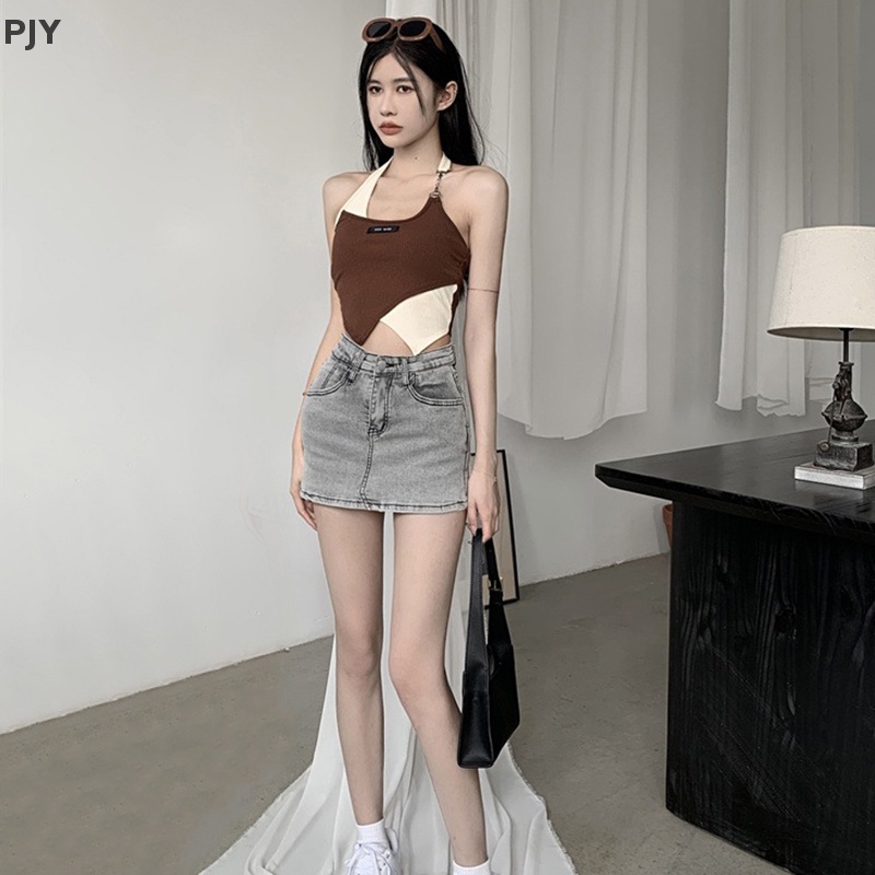 Áo Croptop Không Tay Dáng Ôm Phong Cách Retro Thời Trang Mùa Hè Dành Cho Nữ PJ