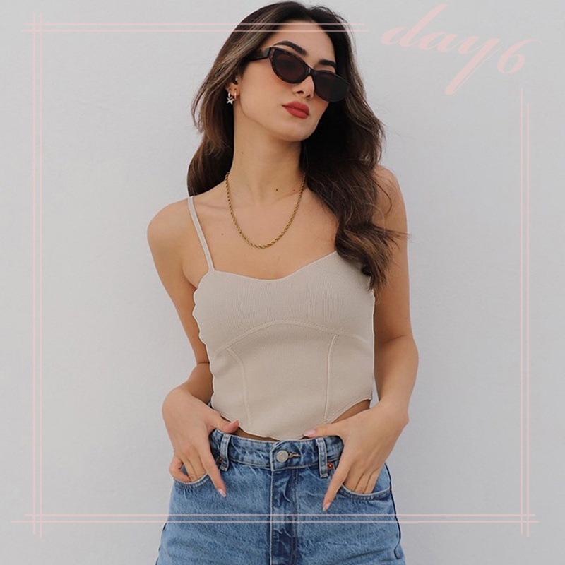 Áo Croptop Dệt Kim Màu Sắc Đơn Giản Cho Nữ