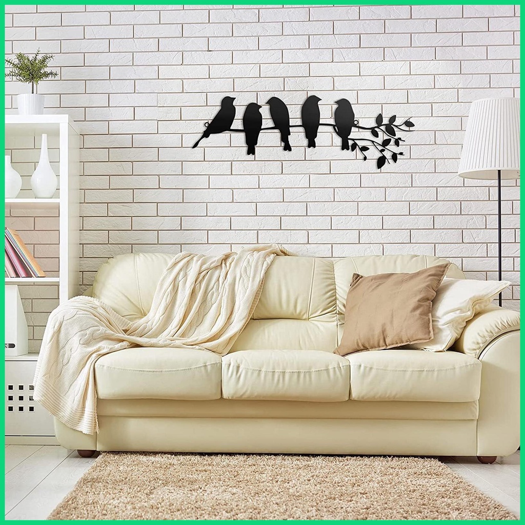 Phụ Kiện Trang Trí Tường Hình Chim Và Lá Bằng Kim Loại Độc Đáo