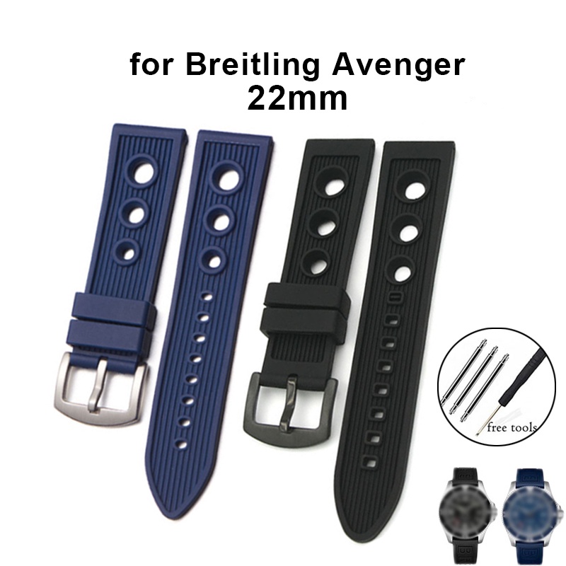 Dây Đeo Thay Thế 22mm Bằng Silicon Cao Su Mềm Chống Nước Thoáng Khí Cho Đồng Hồ Thể Thao Breitling Avenger