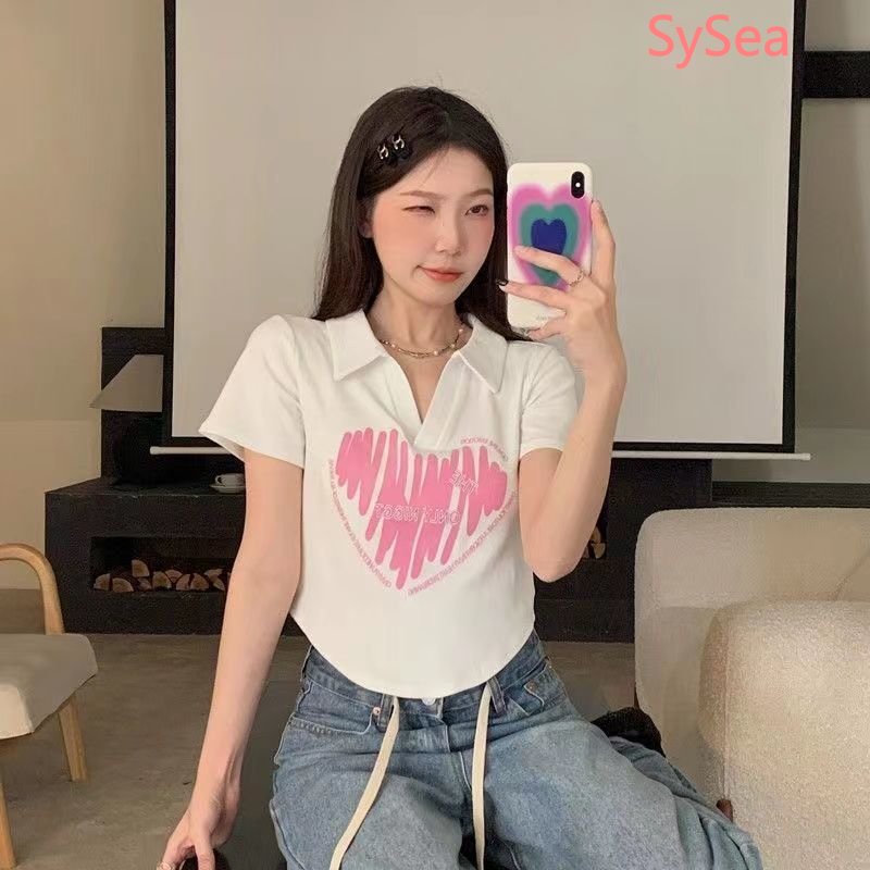 Áo Sơ Mi Cổ Polo Kiểu Hàn Quốc Thiết Kế Bất Đối Xứng Thời Trang Cho Nữ