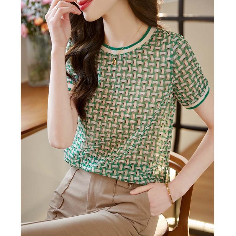 Áo Sơ Mi Chiffon Mỏng Nhẹ Phối Màu Tương Phản Thời Trang Mùa Hè Đơn Giản Dễ Phối Đồ