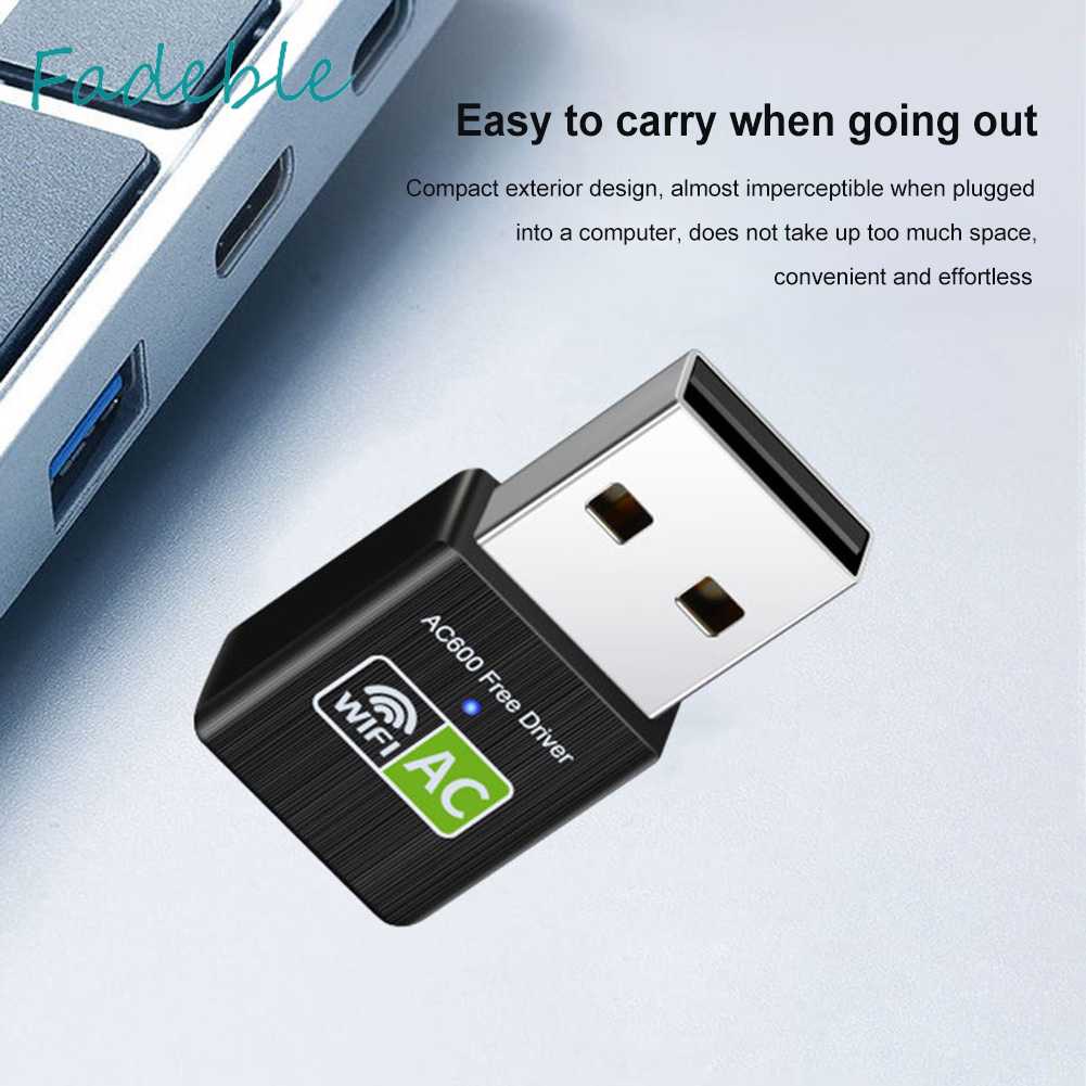 Usb Thu Sóng WiFi Băng Tần Kép 600Mbps Thẻ Mạng Cho Máy Tính Để Bàn Laptop