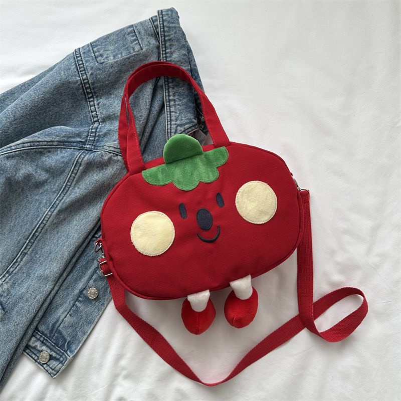 Túi Đeo Chéo Vải Canvas Mềm Mại Họa Tiết Hoạt Hình Phong Cách Hàn Quốc Cho Nữ