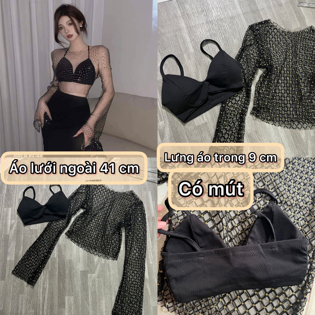 Áo ống croptop kèm áo lưới ngoài UK alohashop91