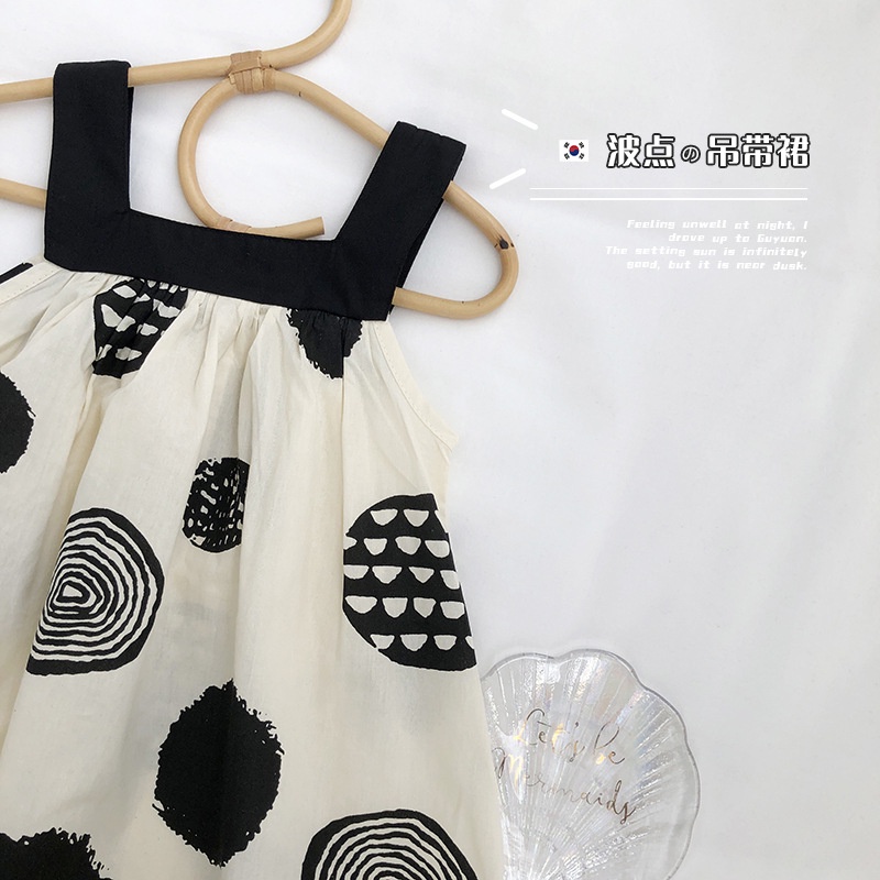 Đầm Sát Nách Mùa Hè Màu Trắng Đen Phong Cách Graffiti Hợp Thời Trang Cho Bé Gái