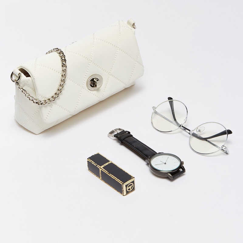 Túi Đeo Chéo Vai Đính Đá Hình Thoi Màu Vàng Đồng Thời Trang Dành Cho Nữ