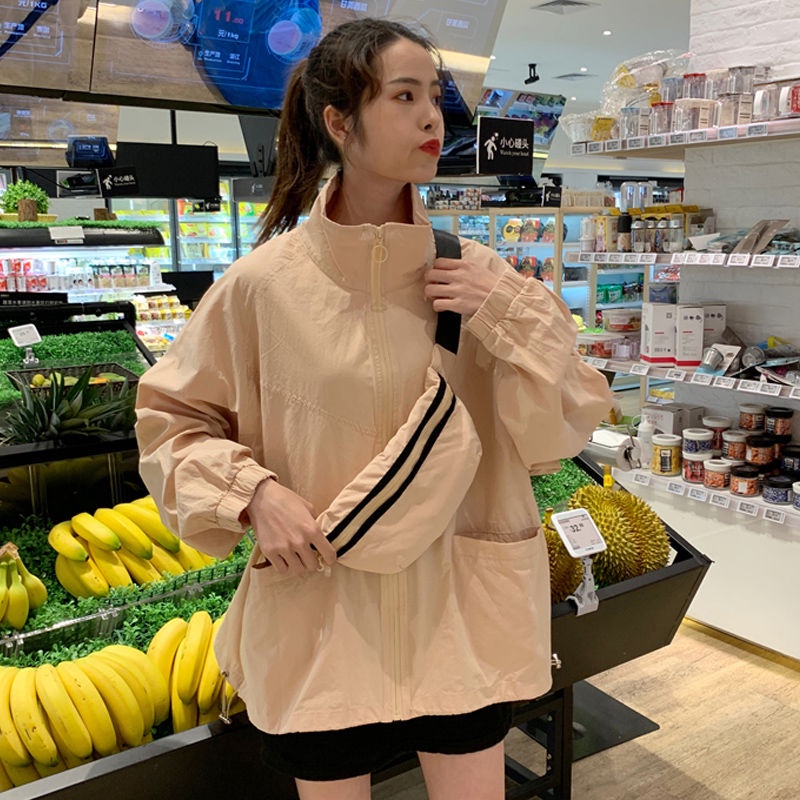 Áo Khoác Bóng Chày Mỏng Dài Tay Dáng Rộng Thời Trang Mùa Hè Hàn Quốc Mới Dành Cho Bạn Nữ