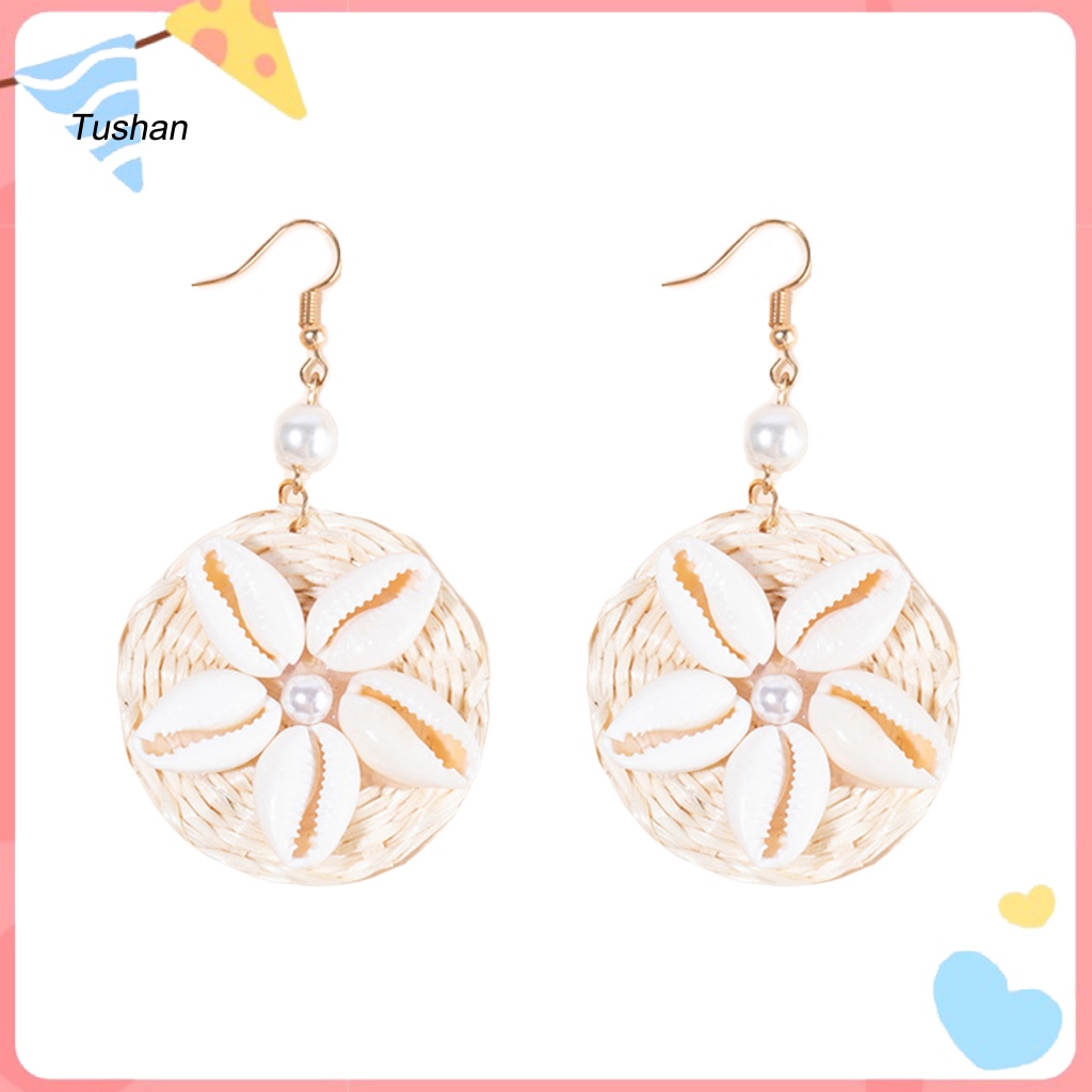 1 Đôi Bông Tai Hình Tròn Màu Sắc Tương Phản Nhẹ Nhàng Dành Cho Nữ