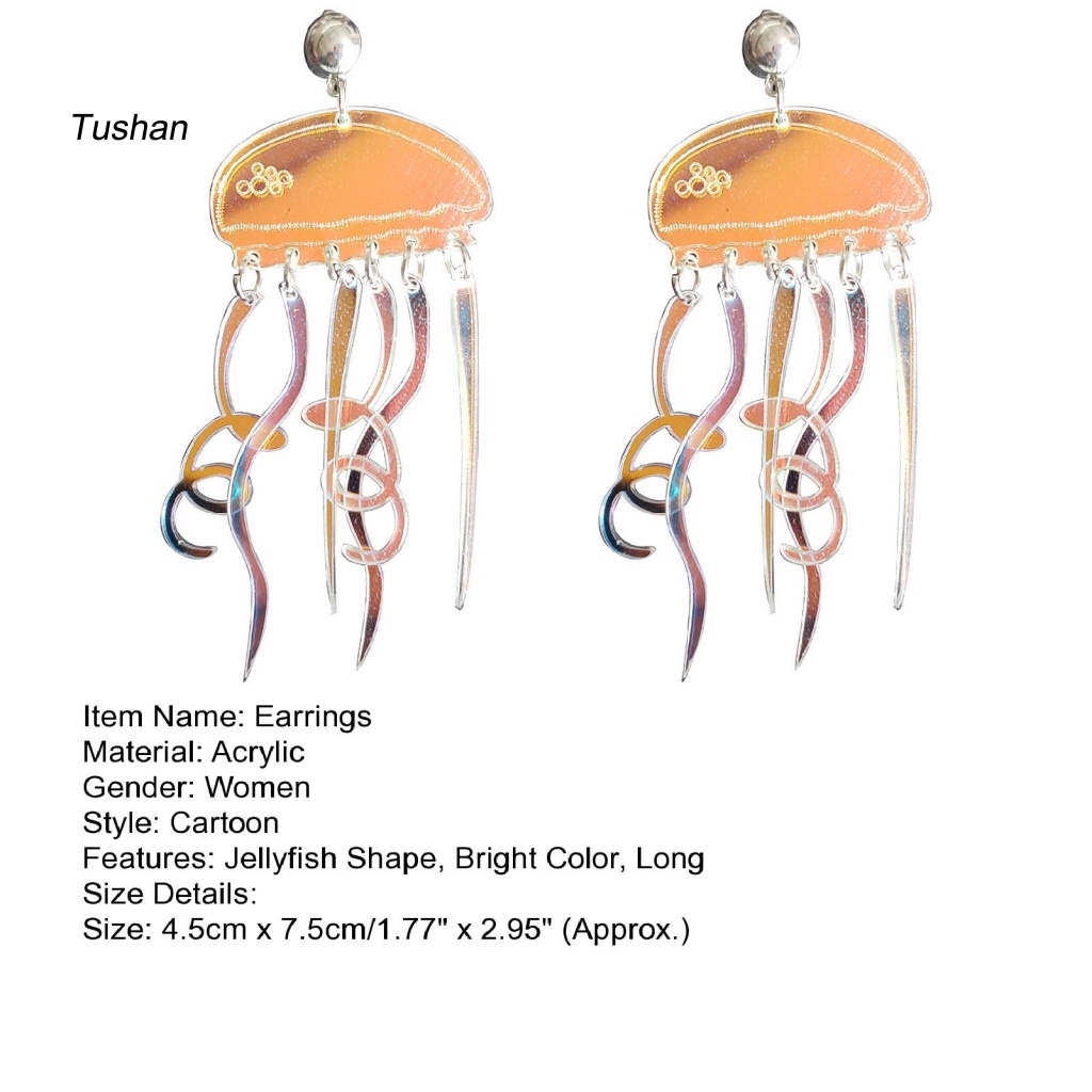 1 Đôi Bông Tai Hình Sứa Hoạt Hình Bằng Acrylic Cho Nữ