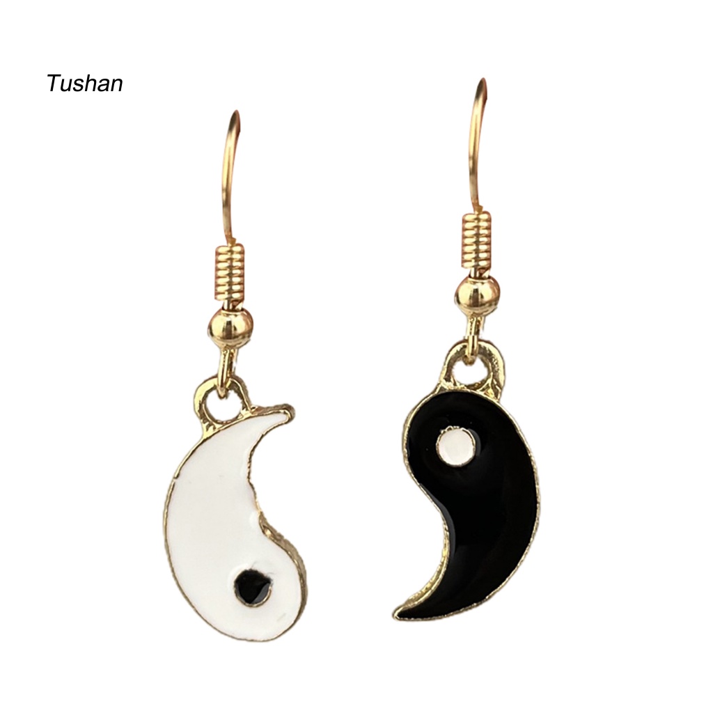 1 Đôi Bông Tai Mạ Âm Dương Dáng Dài Bề Mặt Mịn Thời Trang