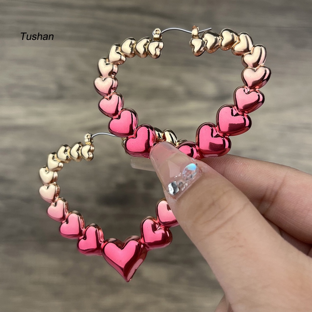 1 Đôi Bông Tai Hình Trái Tim Ba Chiều Cỡ Lớn
