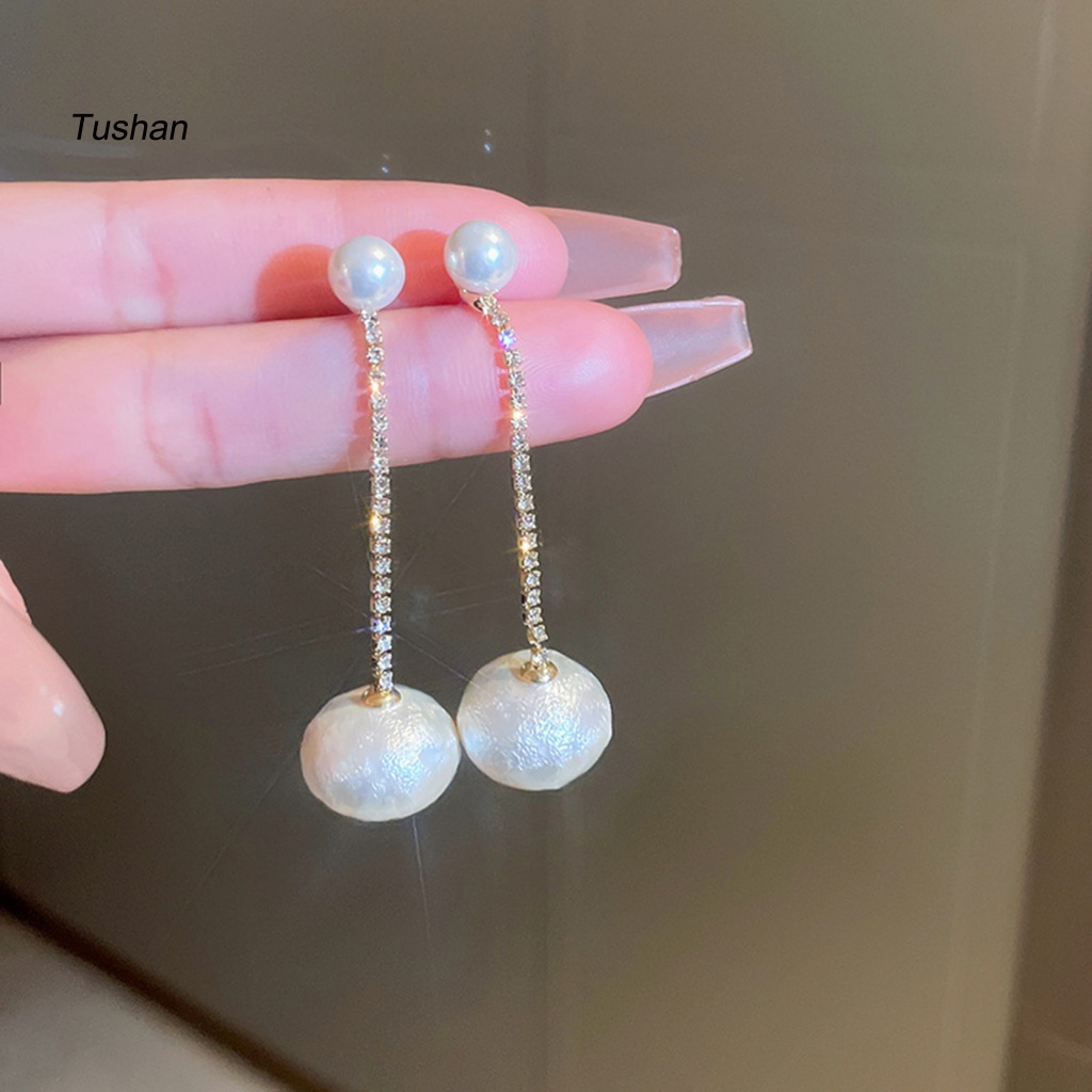 1 Đôi Bông Tai Dáng Dài Đính Ngọc Trai Nhân Tạo Thời Trang