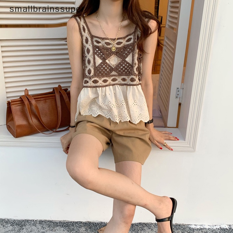 Áo Hai Dây Sát Nách Thêu Họa Tiết Rỗng Kiểu Vintage Thời Trang Mùa Hè Cho Bạn Gái SBS