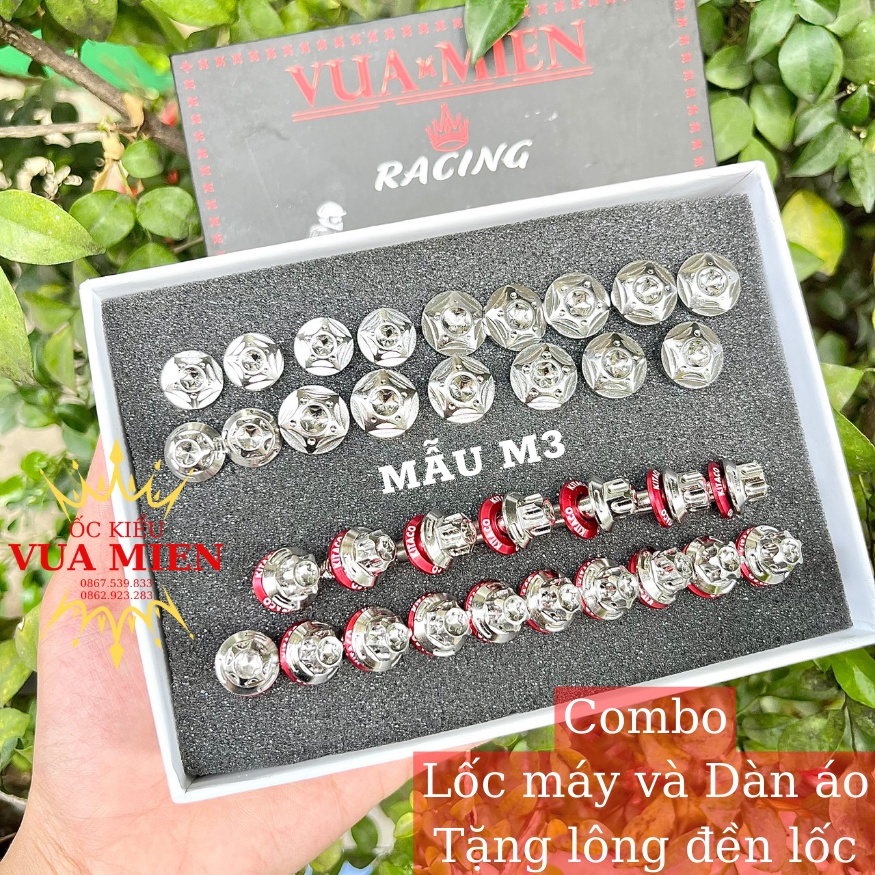 Combo lốc máy dàn áo kèm long đền lốc mẫu M3 và mẫu Thái dành cho các dòng xe
