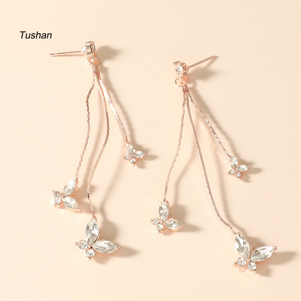 1 Đôi Bông Tai Hình Bướm Đính Đá Lấp Lánh Dành Cho Nữ