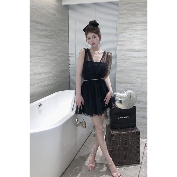 ~ ~ Váy Gạc Thiết Kế Eo Hẹp Đính Kim Cương Kiểu Hepburn Cổ Điển Năm 2023