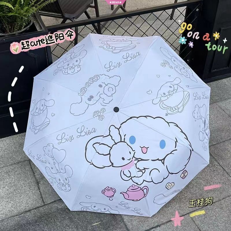 SANRIO Dù Gấp Tự Động Chống Mưa Nắng Tia UV Họa Tiết Hoạt Hình Cinnamoroll Đáng Yêu
