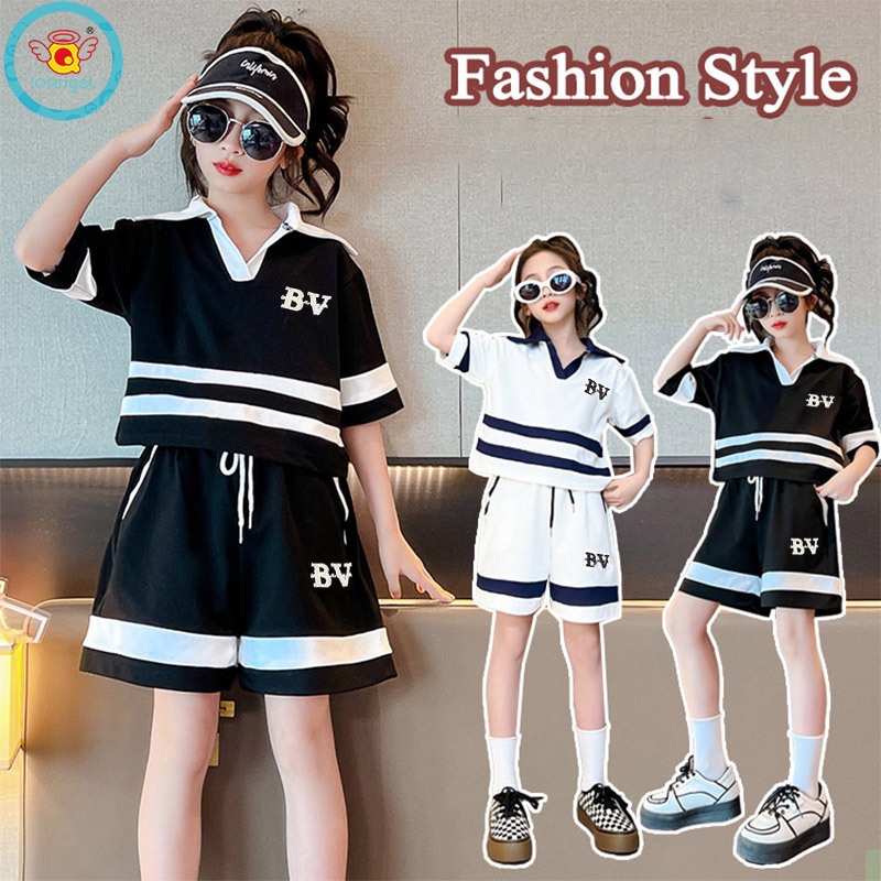 Set Áo Thun Polo Ngắn Tay Và Quần short Thời Trang Xu Hướng Cho Bé Gái