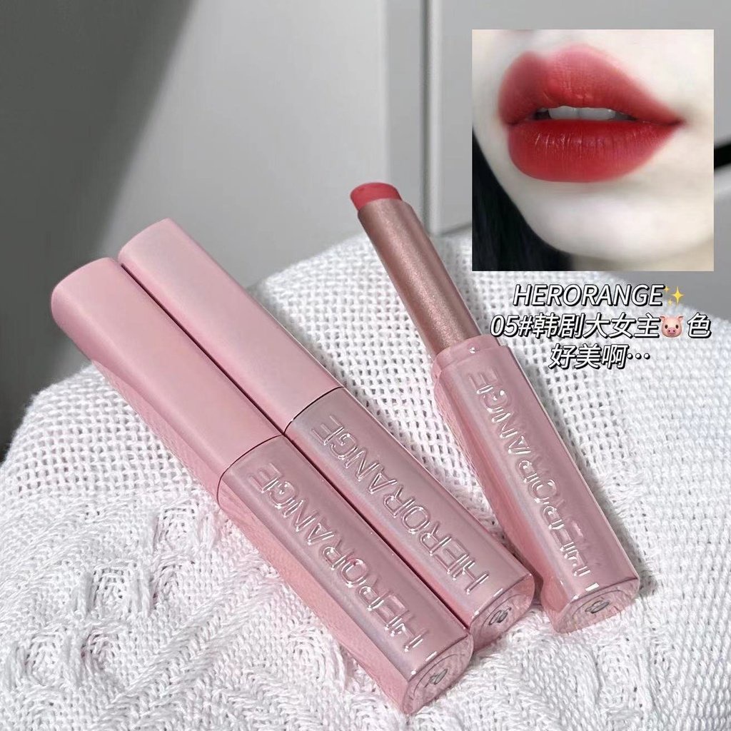 Son Môi HERORANGE Chống Thấm Nước Lâu Trôi Thiết Kế Vỏ Hình Vuông Màu Hồng Xinh Xắn