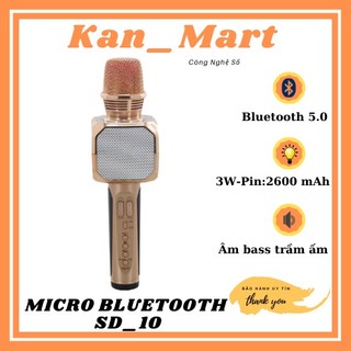 Micro kèm loa Bluetooth Karaoke không dây,Micro Karaoke SD10 âm bass cực đỉnh, bảo hành 6 tháng