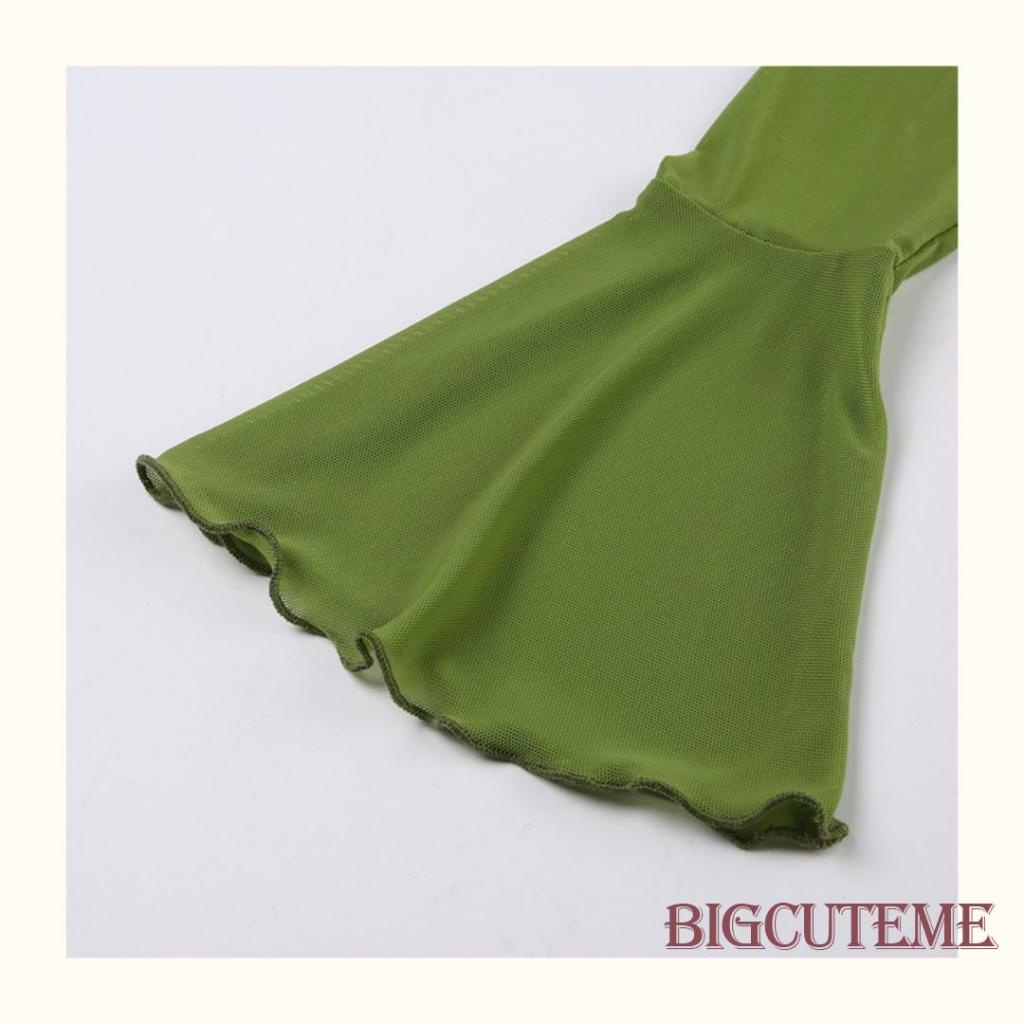 Áo Croptop Tay Dài Phối Lưới Xuyên Thấu Cột Nơ Trước Phong Cách Đường Phố Thời Trang Mùa Hè Cho Nữ