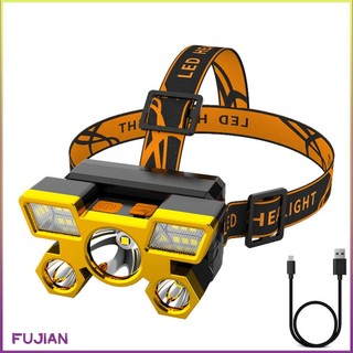 5 Led With Built-In 18650 Battery Usb Rechargeable Portable Flashlight Lantern Headlamp Outdoor Camping Headlight