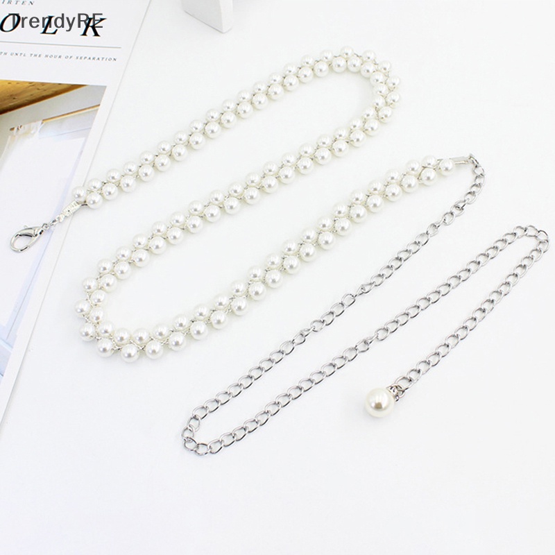 Thắt Lưng Dây Xích Mảnh Đính Ngọc Trai Thời Trang Thanh Lịch Cho Nữ