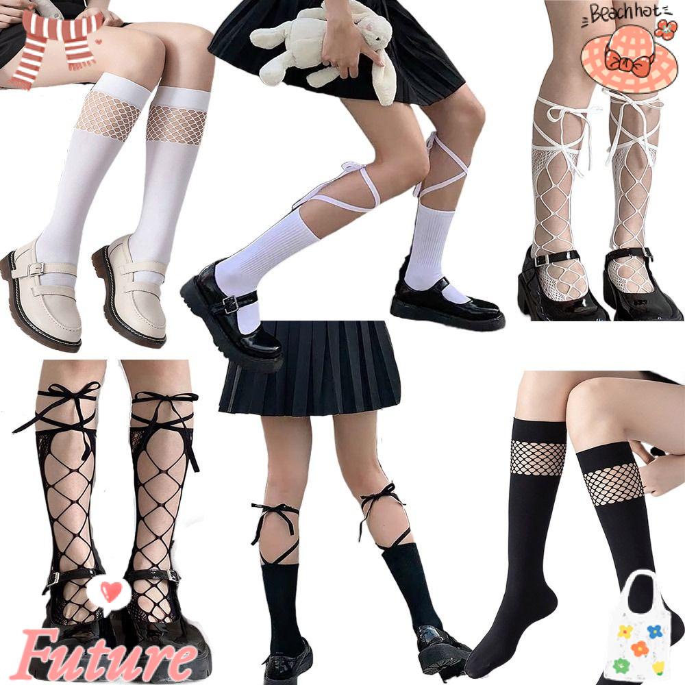 Vớ Lưới Rỗng Siêu Mỏng Đan Chéo Giữ Ấm Chân Phong Cách Lolita Mùa Hè