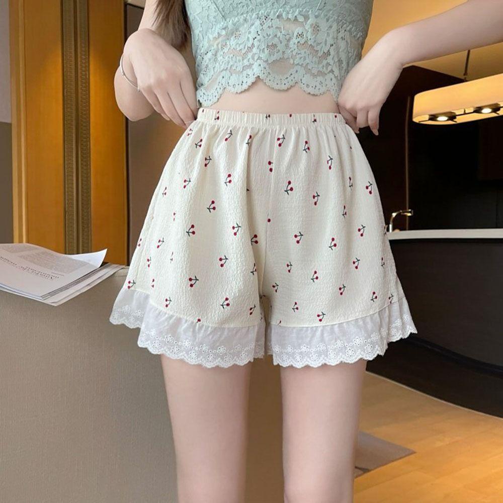 Quần Short Bảo Hộ An Toàn Dáng Rộng Phối Ren In Họa Tiết Dễ Thương Thời Trang Cho Nữ 26Eddie