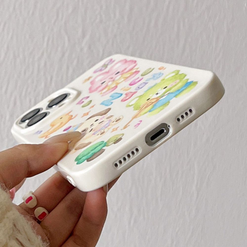 Ốp Điện Thoại TPU Mềm Chống Trầy Hình Thỏ Gấu Kiểu Tranh Sơn Dầu Cho IPhone 11 14 13 12 Pro Max