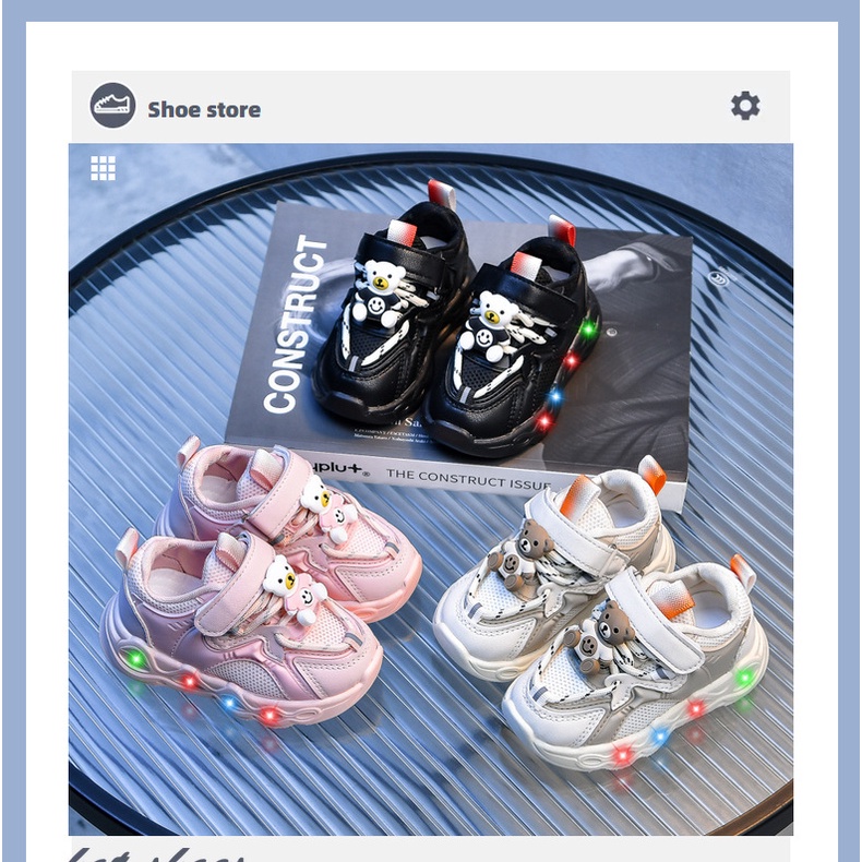 Giày Thể Thao Có Đèn Họa Tiết Hoạt Hình Thời Trang Xuân Hè 2023 Cho Bé