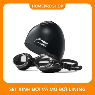 Kính bơi, Mũ bơi Lining Chính Hãng Độ Nét Cao Chống Nước Tuyệt Đối