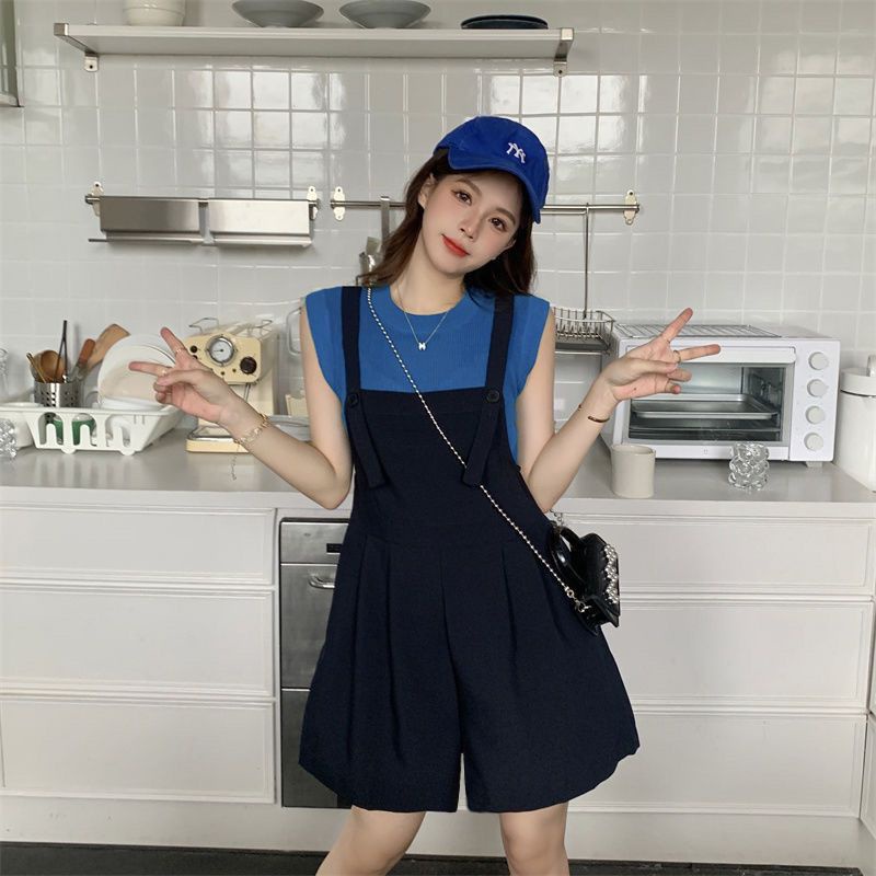 COZOK Bộ Áo Hai Dây + Quần baggy Eo Cao Màu Trơn Hợp Thời Trang