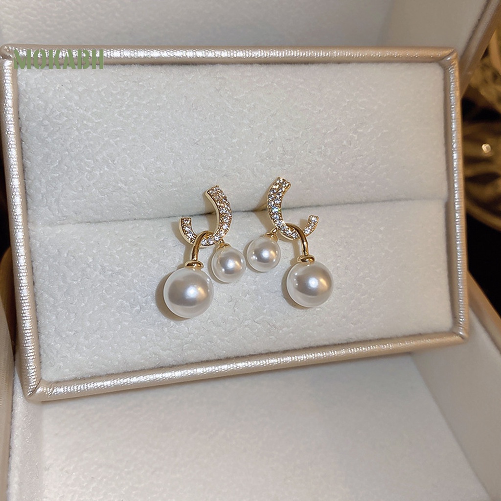 1 Đôi Bông Tai Xỏ Lỗ Đính Ngọc Trai Giả Thời Trang Dành Cho Nữ