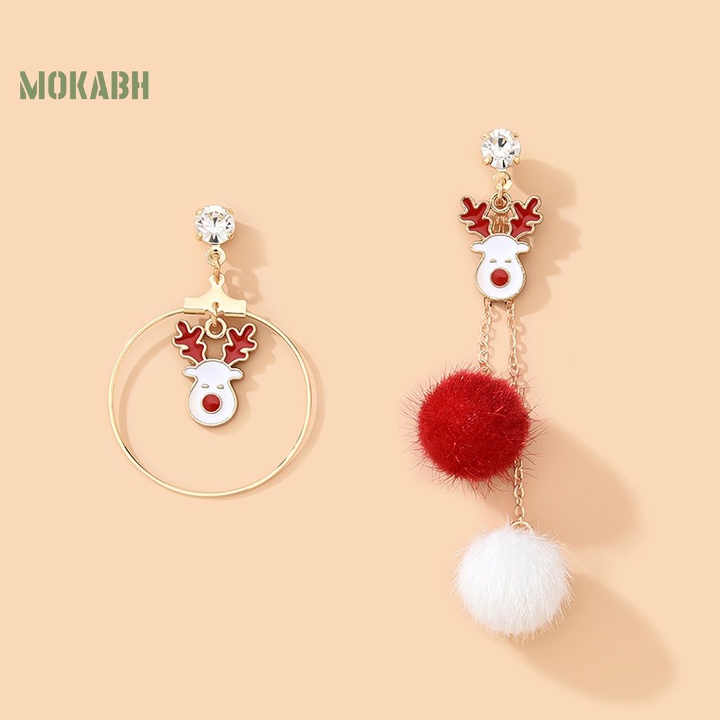 1 Đôi Khuyên Tai Hình Tuần Lộc Giáng Sinh Đính Đá Thời Trang