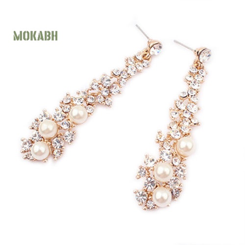 Bông Tai Đính Đá Ngọc Trai Giả Thời Trang Thanh Lịch Dành Cho Nữ