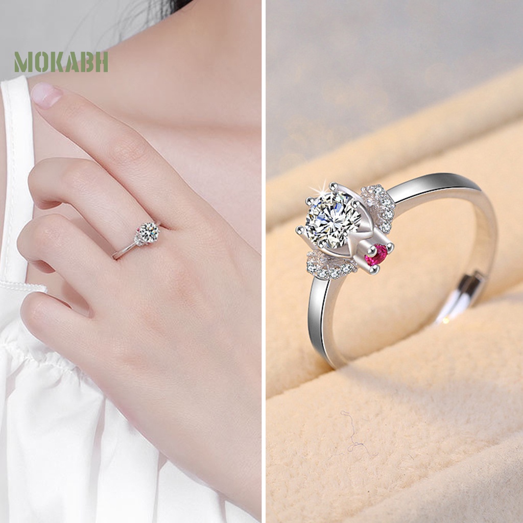 [Mới] Nhẫn Đính Hôn Mở Mạ Điện Đá Zirconia Sáng Bóng Lấp Lánh Dành Cho Nữ