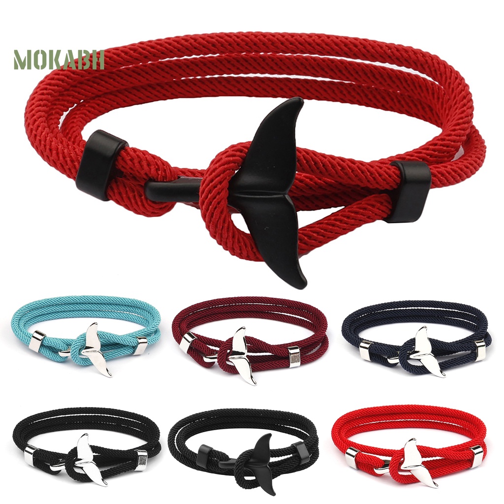 Vòng Tay Dây Thừng Nhiều Lớp Mặt Hình Cá Mập Có Thể Điều Chỉnh Cho Cặp Đôi