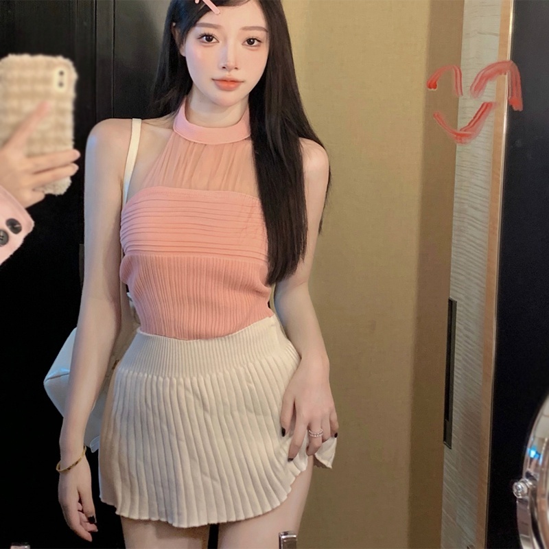 Áo Dệt Kim Hai Dây Hở Lưng Dáng Ôm Thời Trang Quyến Rũ Cho Nữ