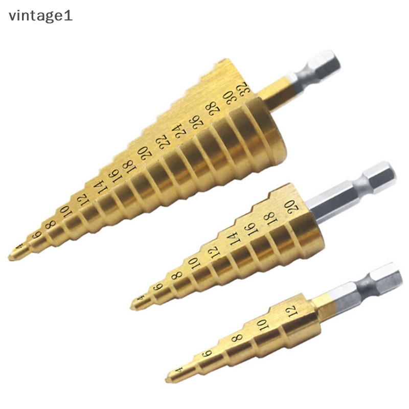 1] Bộ Mũi Khoan Lỗ Hình Nón Lớn Bằng Thép HSS Kích Thước 4-12 / 20 / 32mm