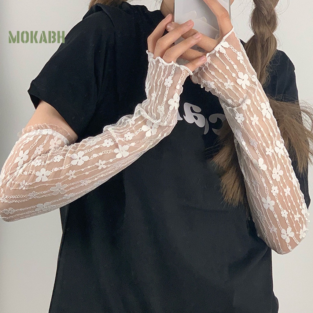 1 Cặp Găng Tay Chống Nắng Chống Tia UV Màu Trơn Dáng Rộng Bảo Vệ Thấm Hút Mồ Hôi