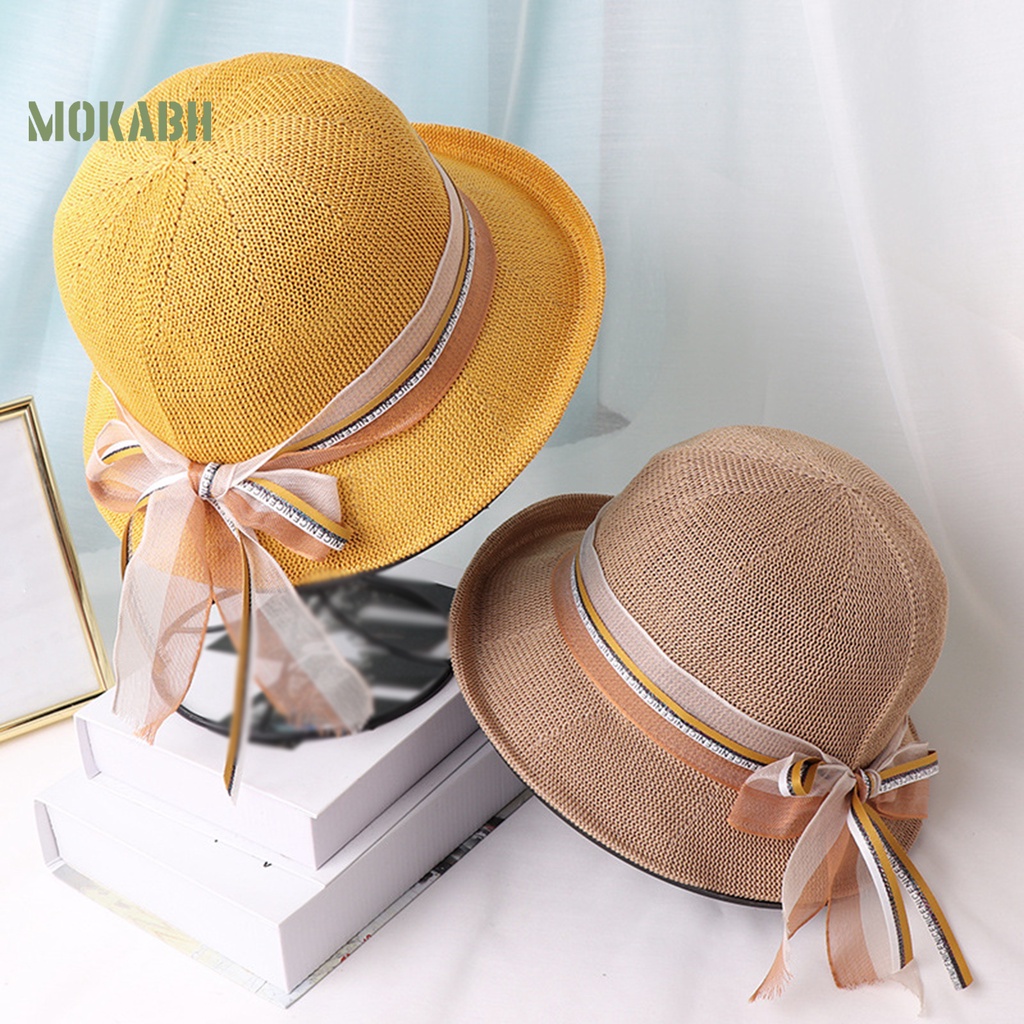 Nón Tai Bèo Vành Tròn Thắt Nơ Ruy Băng Thời Trang Mùa Hè Cho Nữ