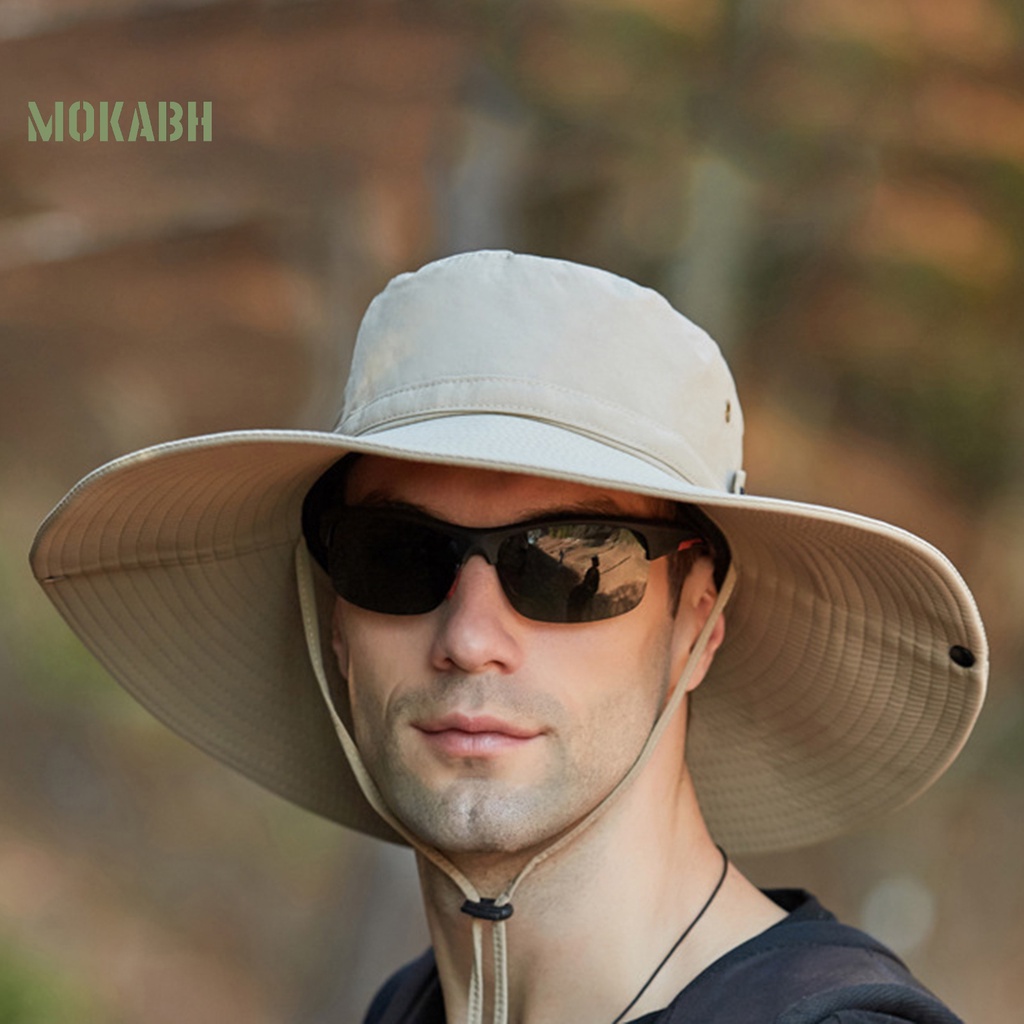 Mũ Tai Bèo Vành Rộng Có Dây Rút Chống Tia UV Chống Nắng Thoáng Khí Khô Nhanh Thời Trang Mùa Hè Cho Nam