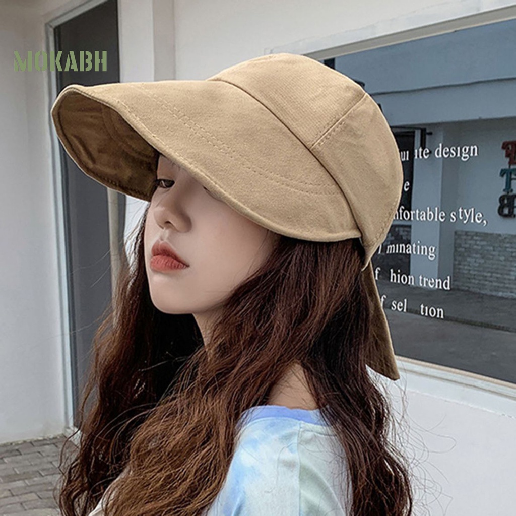 Nón Rộng Vành Màu Trơn Thắt Nơ Thời Trang Đi Biển Mùa Hè Cho Nữ